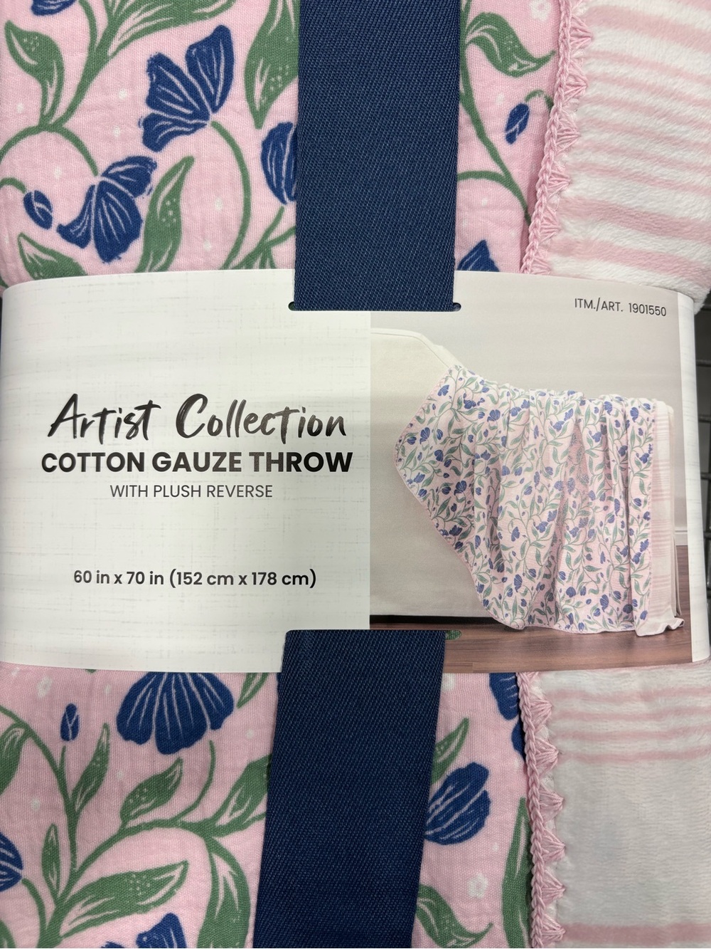 Berkshire Pink Floral Cotton Gauze Throw